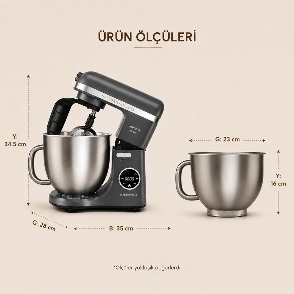 KARACA MASTERMAİD CHEF ULTRA D2000 MUTFAK ŞEFİ, GALAXY GREY