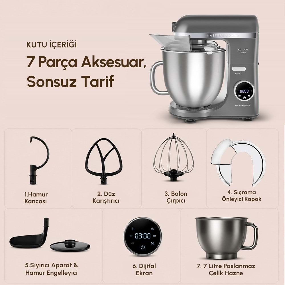 KARACA MASTERMAİD CHEF ULTRA D2000 MUTFAK ŞEFİ, GALAXY GREY