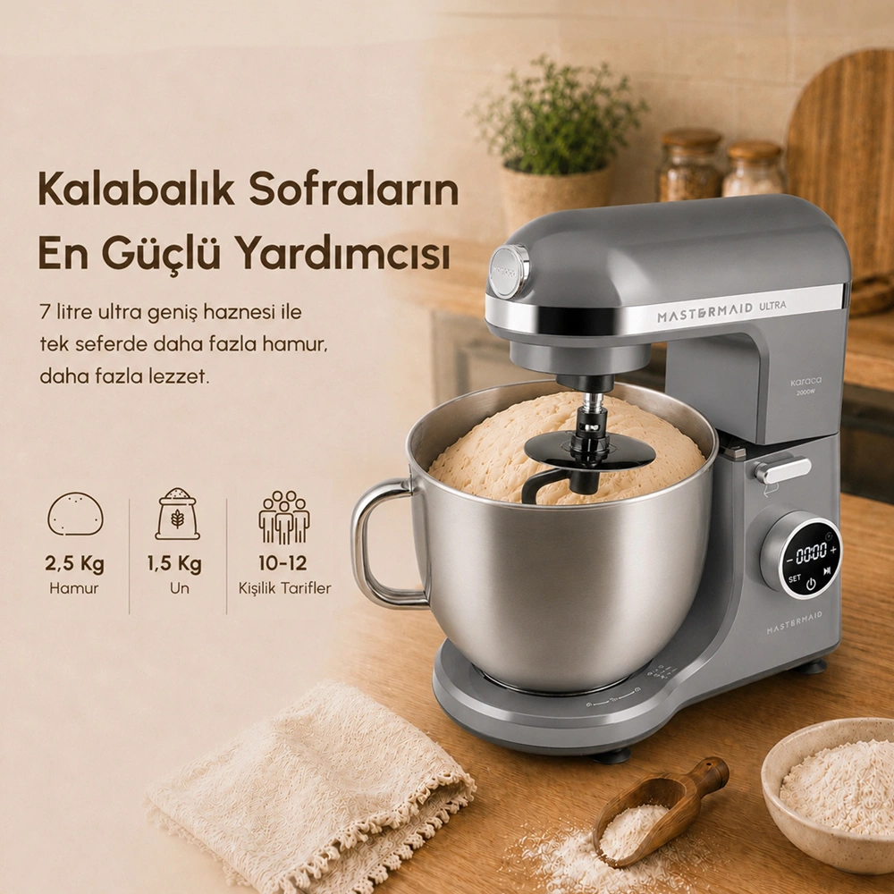 KARACA MASTERMAİD CHEF ULTRA D2000 MUTFAK ŞEFİ, GALAXY GREY
