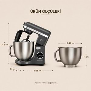 KARACA MASTERMAİD CHEF ULTRA D2000 MUTFAK ŞEFİ, GALAXY GREY