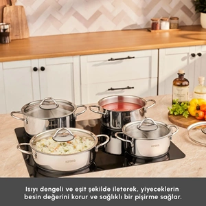 KARACA POWERSTEEL 316+ PEKİN 8 PARÇA 316 ÇELİK TENCERE SETİ