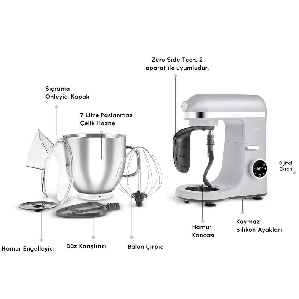 KARACA MASTERMAİD CHEF ULTRA D2000 MUTFAK ŞEFİ, SILVER